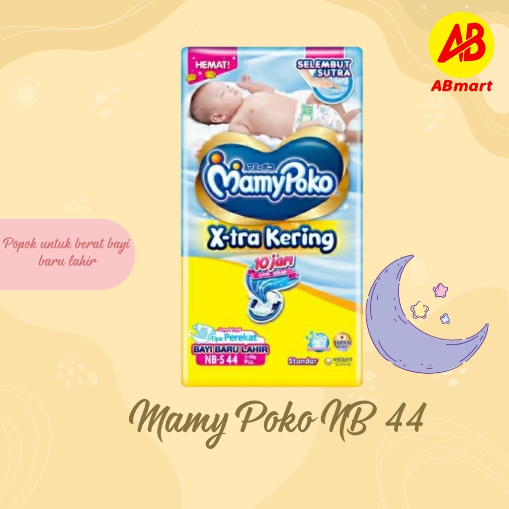 Mamy Poko Xtra Kering NB 44/Popok Bayi/Tipe Perekat