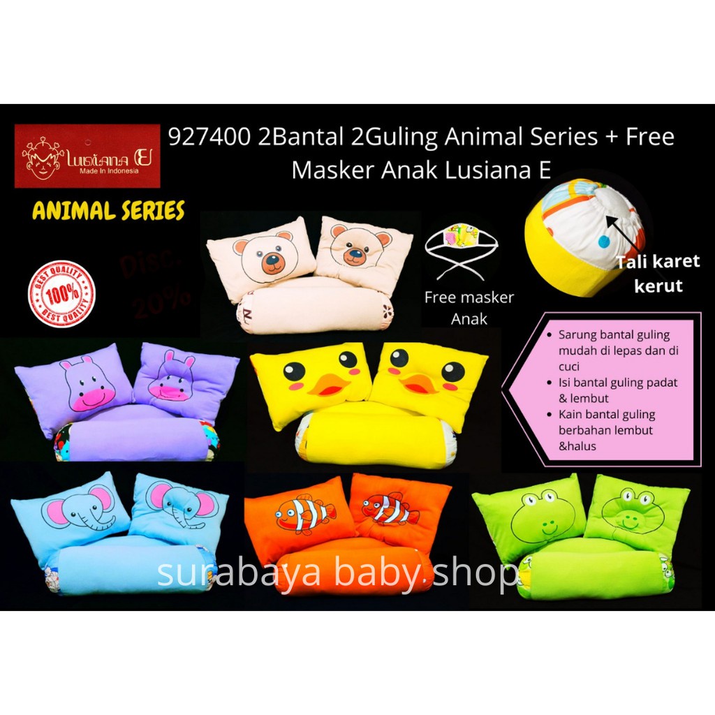 BABY JOY BANTAL GULING SET KOKOA / BORDIR CINTAKA SERIES  / 2 BG ANIMAL SERIES BJB5014