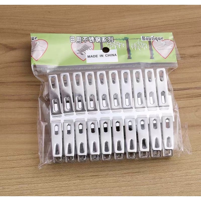 JEPITAN JEMURAN STAINLESS isi 20pc / JEPIT BAJU PAKAIAN / PENJEPIT JEMURAN BAJU LAUNDRY DRY CLIPS STAINLESS