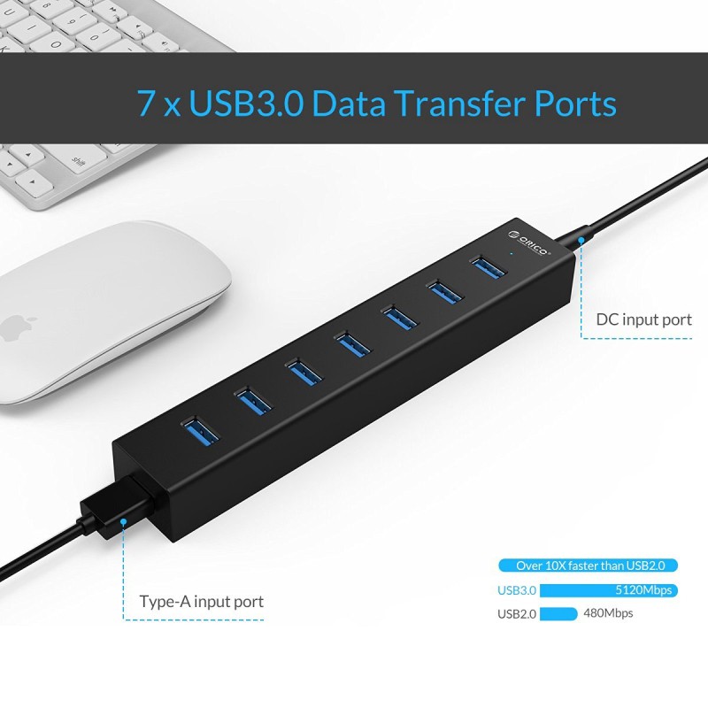 USB HUB 3.0 7 PORT ORICO H7013U3 with adaptor - orico h7013-u3