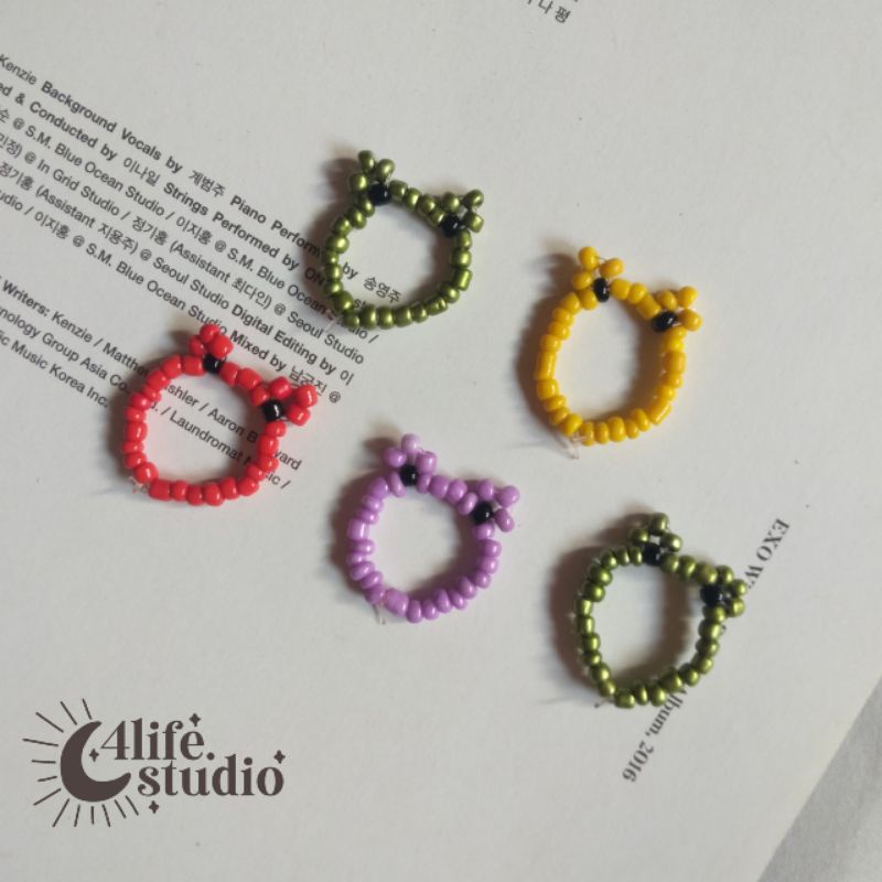 [BACA DESKRIPSI] RING BEADS FROG CINCIN MANIK KOREAN KPOP AESTHETIC FROG