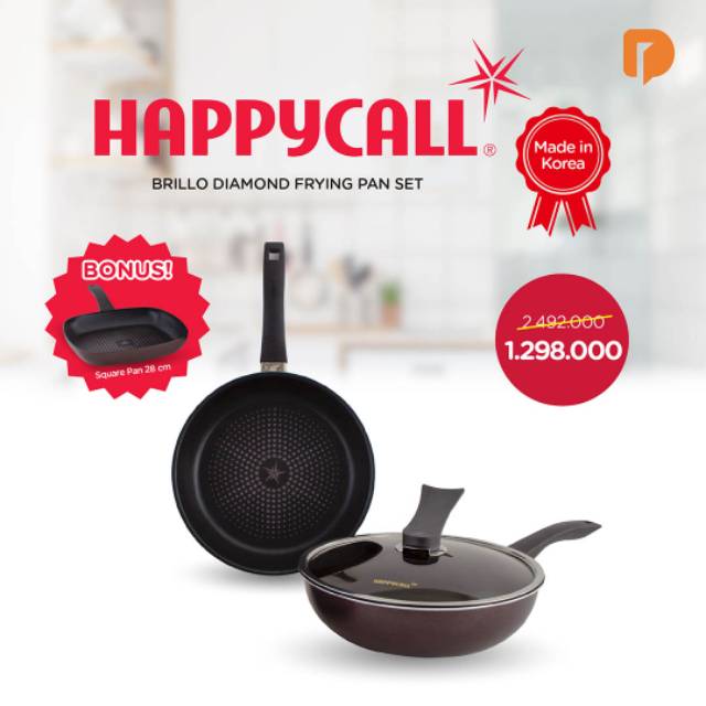HappyCall Brillo Diamond Frying Pan Set Free Happycall Diamond Square Pan