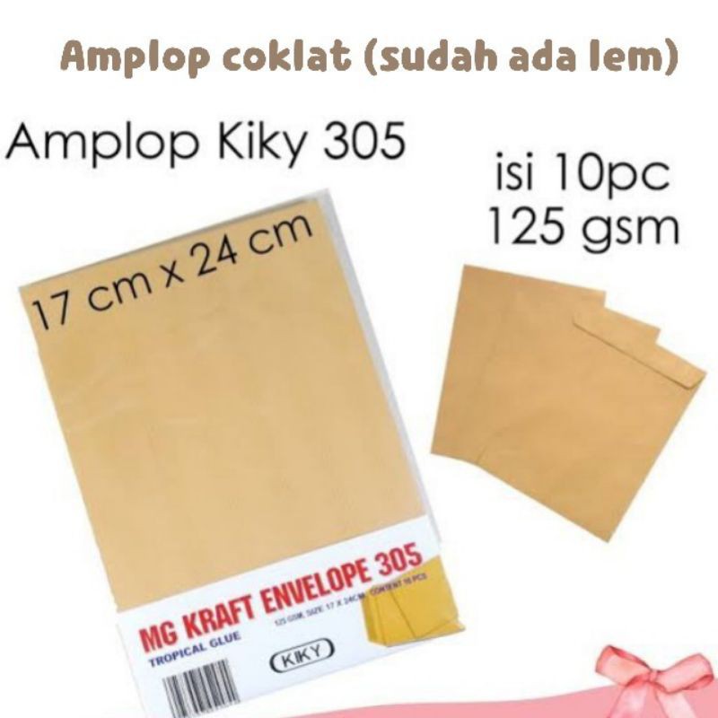 amplop coklat sedang isi 10 pcs amplop lem kiky 305 sedang envelope 305 kiky