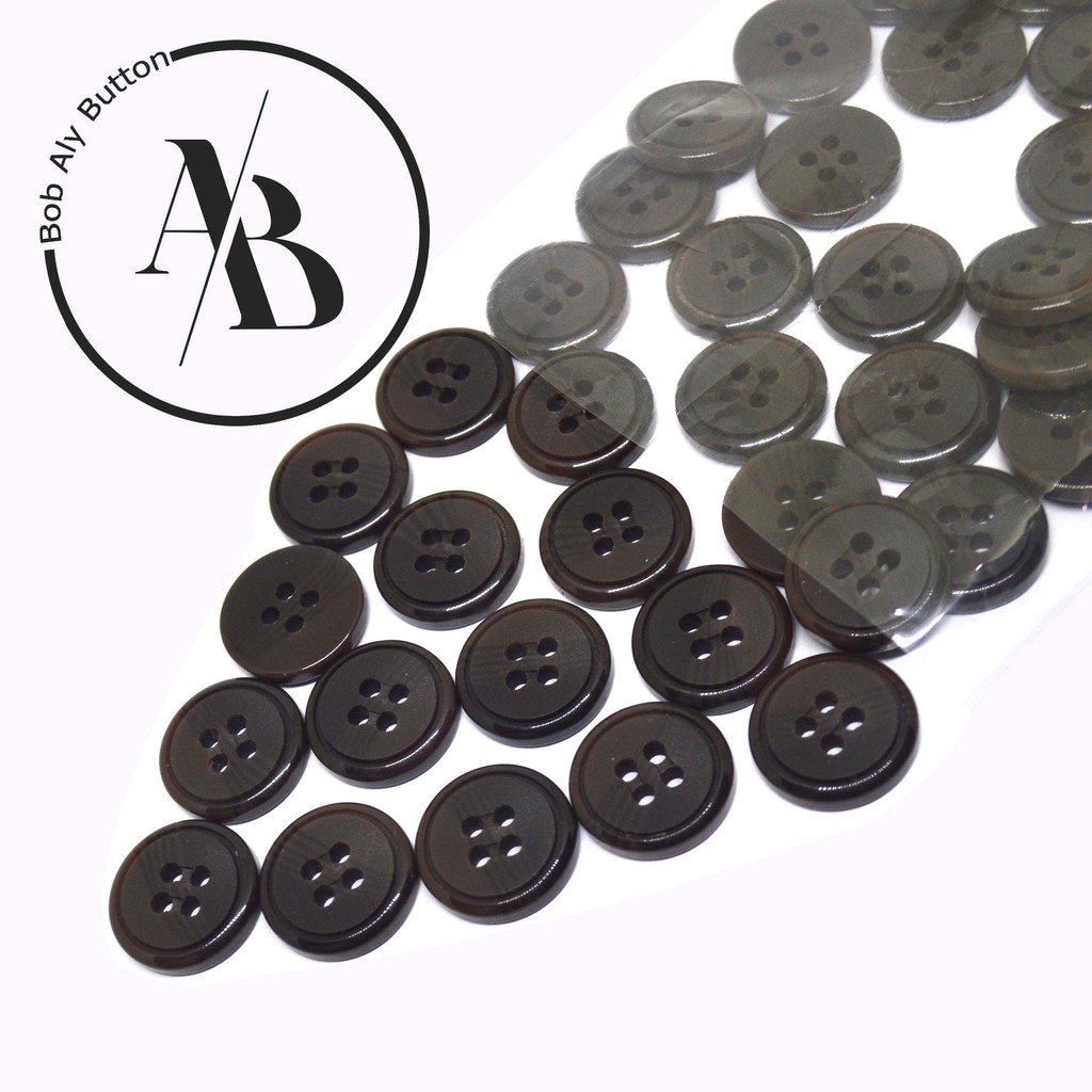 KANCING JAS PLASTIK UKURAN 15 MM PER 12 PCS BLAZER 15 COKLAT TUA