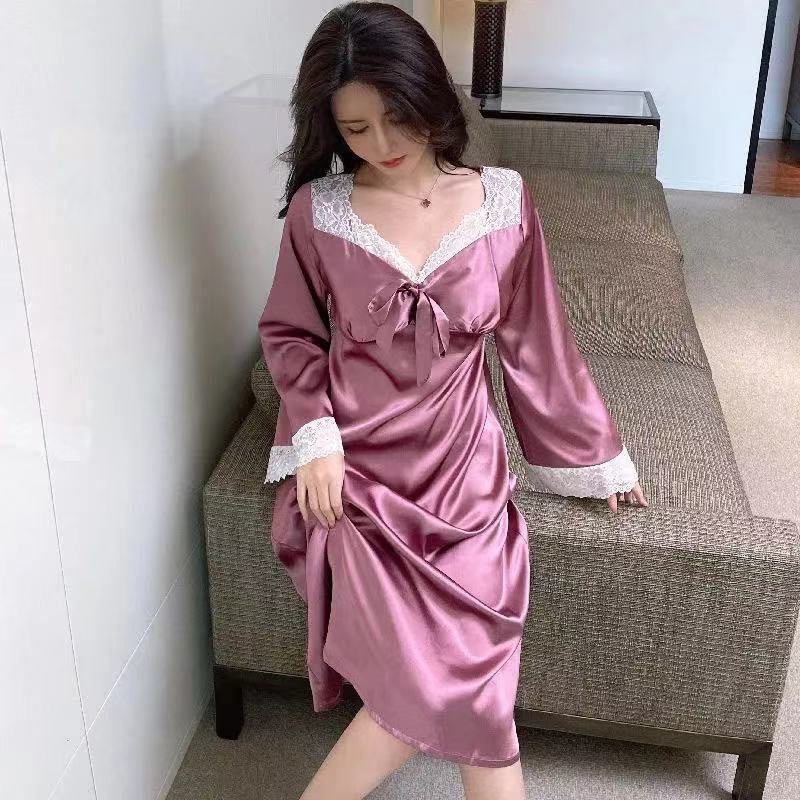 Musim Gugur dan Musim Dingin Baru Baju Tidur Wanita Xia Bingsi Lengan Panjang Renda Manis Ukuran Bes