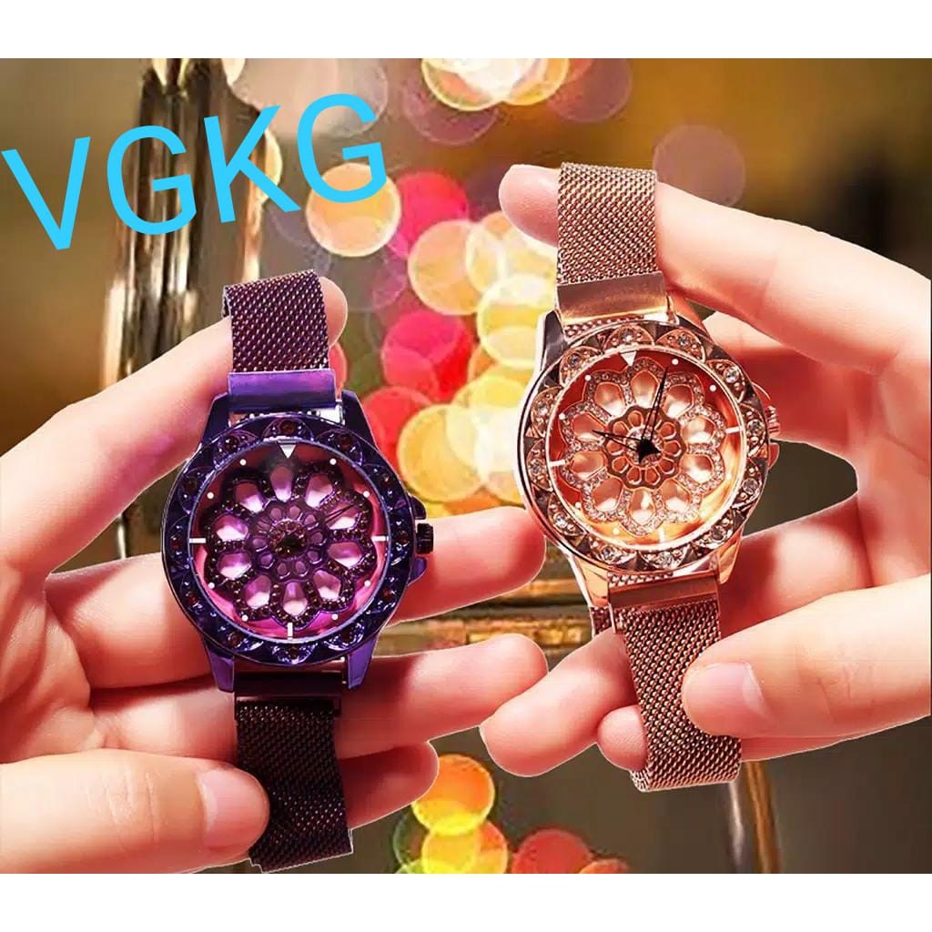 VGKG Jam tangan wanita magnet BERPUTAR 360° dial putar jam tangan magnet anti air watch wanita A104