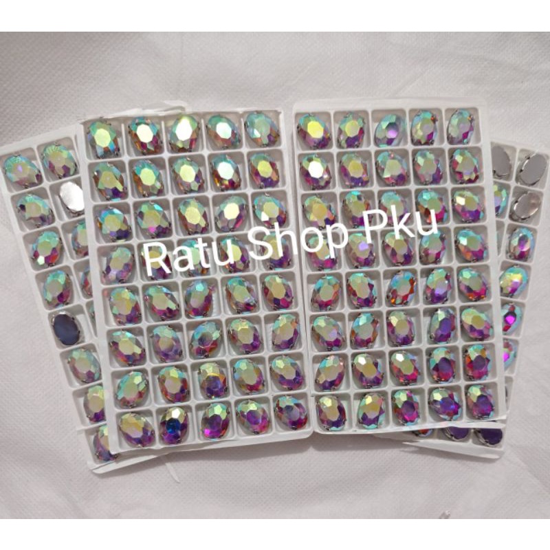 Diamond Cangkang Kaca Permata Oval 10x14 Grade A