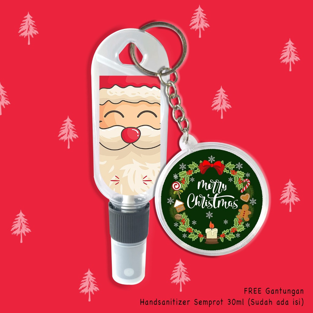 (FREE GANTUNGAN KUNCI) HAND SANITIZER / KADO NATAL / TUKARAN KADO / CHRITMAS EDITION / INCLUDE ISI 30 ML /  SANTA FACE