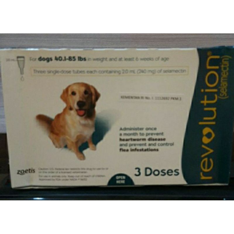 Revolution Dogs 40.l - 85 Lbs Obat tetes kutu anjing Ecer Per tube 1 tube