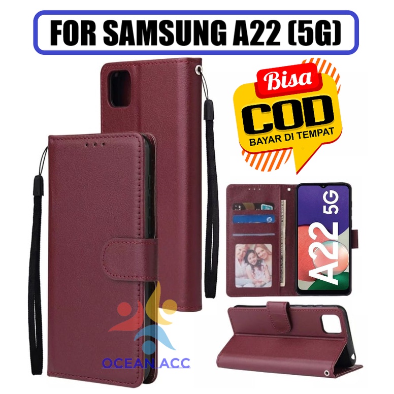DOMPET HP UNTUK SAMSUNG A22 (5G) 2021 NEW LEATHER FLIP CASE SAMSUNG A22 (5G) 2021 NEW