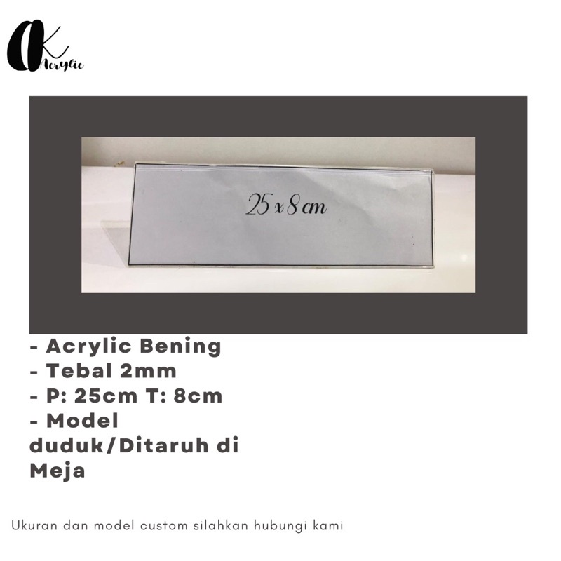

Papan Nama Meja Acrylic Bolak - Balik 2 sisi / Papan Nama Meja Akrilik Buka Tutup