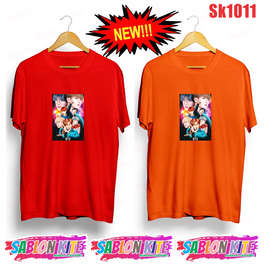 MURAH!!! KAOS KPOP SK1011 FOTO KARTUN JK SG FG RM V JIN JH JIN 8 WARNA UNISEX COMBED 30S