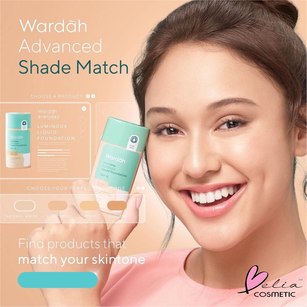 ❤ BELIA ❤ WARDAH Everyday Luminous Liquid Foundation SPF 15 35ml | Everyday Luminous Face Powder 40g | foundation cair wardah