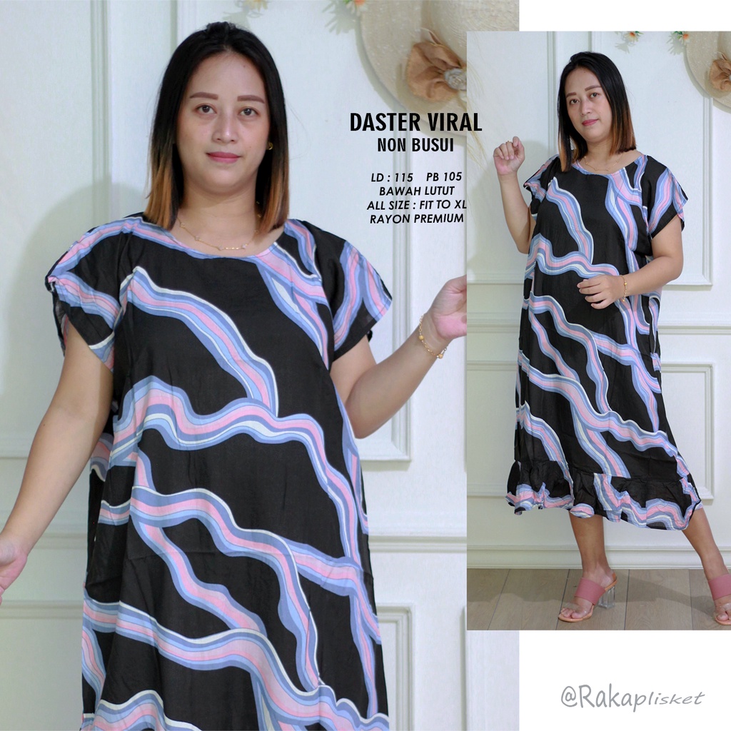 DASTER RUFFLE | DASTER VIRAL MOTIF | DASTER KEKINIAN | DASTER RAYON MURAH BAWAH LUTUT NON BUSUI-MOTIF 20
