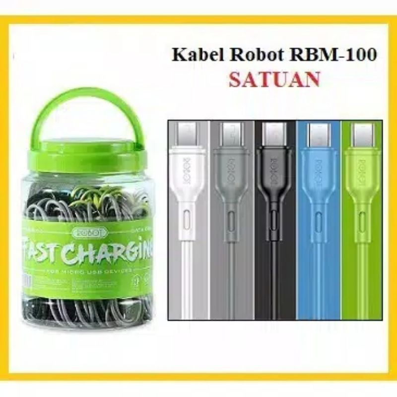 KABEL DATA SATUAN ROBOT RBM100S  RBM 100 S FAST CHARGING MIKRO USB MIKROUSB MICRO ANDROID GARANSI RESMI RBC100S RBC 100 RBC100 S TYPE C TYPE-C