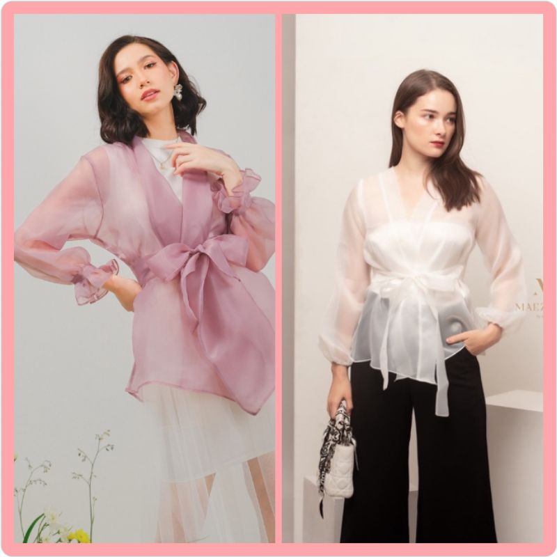 OUTER ORGANZA PREMIUM / ORGANZA BLAZER /BLAZER ORGANZA Blouse Knit V/ Bahan Rajut Import - n2 / baha