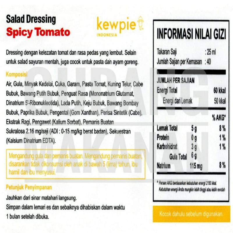 Kewpie Salad Dressing Spicy Tomato 1 Liter