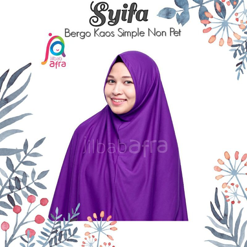 Syifa Bergo Syiria JilbabArfa non pet kaos warna ungu terong