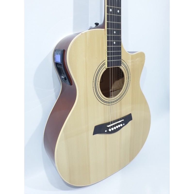 Gitar Akustik Elektrik Merk Taylor Natural Sunburst Jumbo Equalizer Tuner LC-PRENER String Trusrod