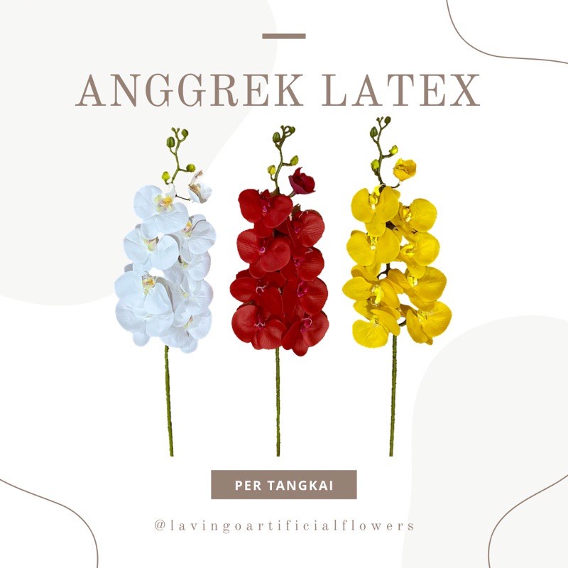 BUNGA ANGGREK ARTIFICIAL LATEX PREMIUM 9 KUNTUM DEKORASI (AL)