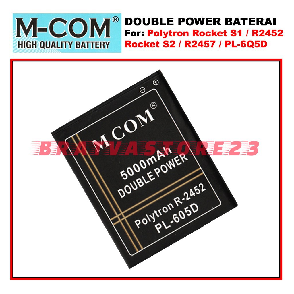 (MCOM) Baterai Double Power Hp Polytron Rocket S1 R2452 / S2 R2457 / PL6Q5D Batre Battery