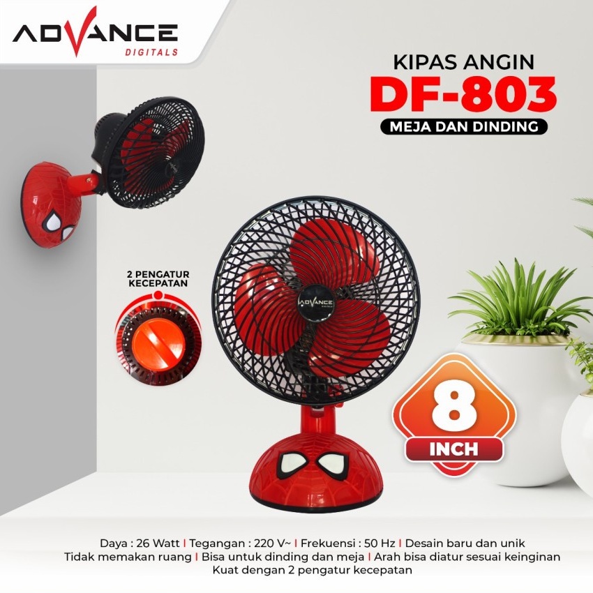 Kipas Angin Advance Df 803 Df803 Meja Dinding Swing 8" inch