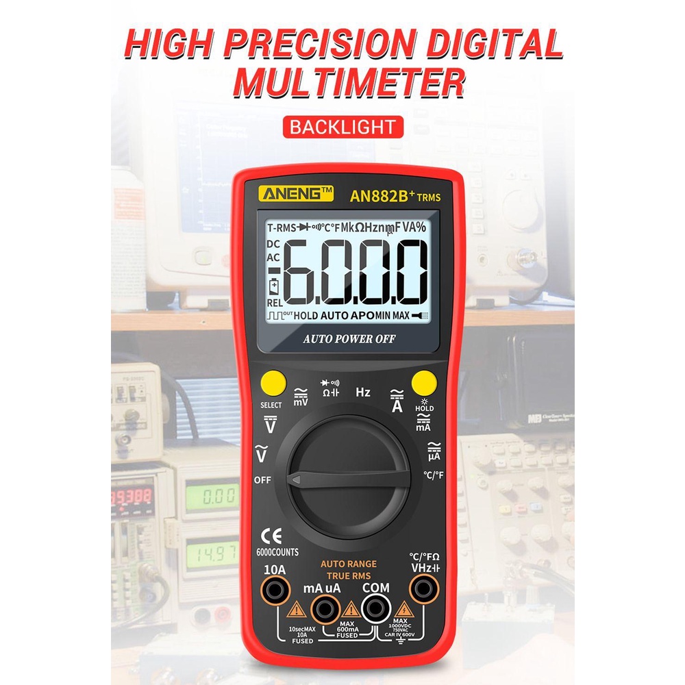 Solighter Digital Smart Multimeter Multifungsi Presisi Tinggi True RMS Dengan Pengukur Tegangan Temprature