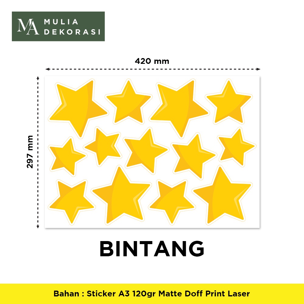 Aksesoris Dekorasi Murah Dinding Custom Sticker Foto Gambar Karakter Bintang Bulan Awan