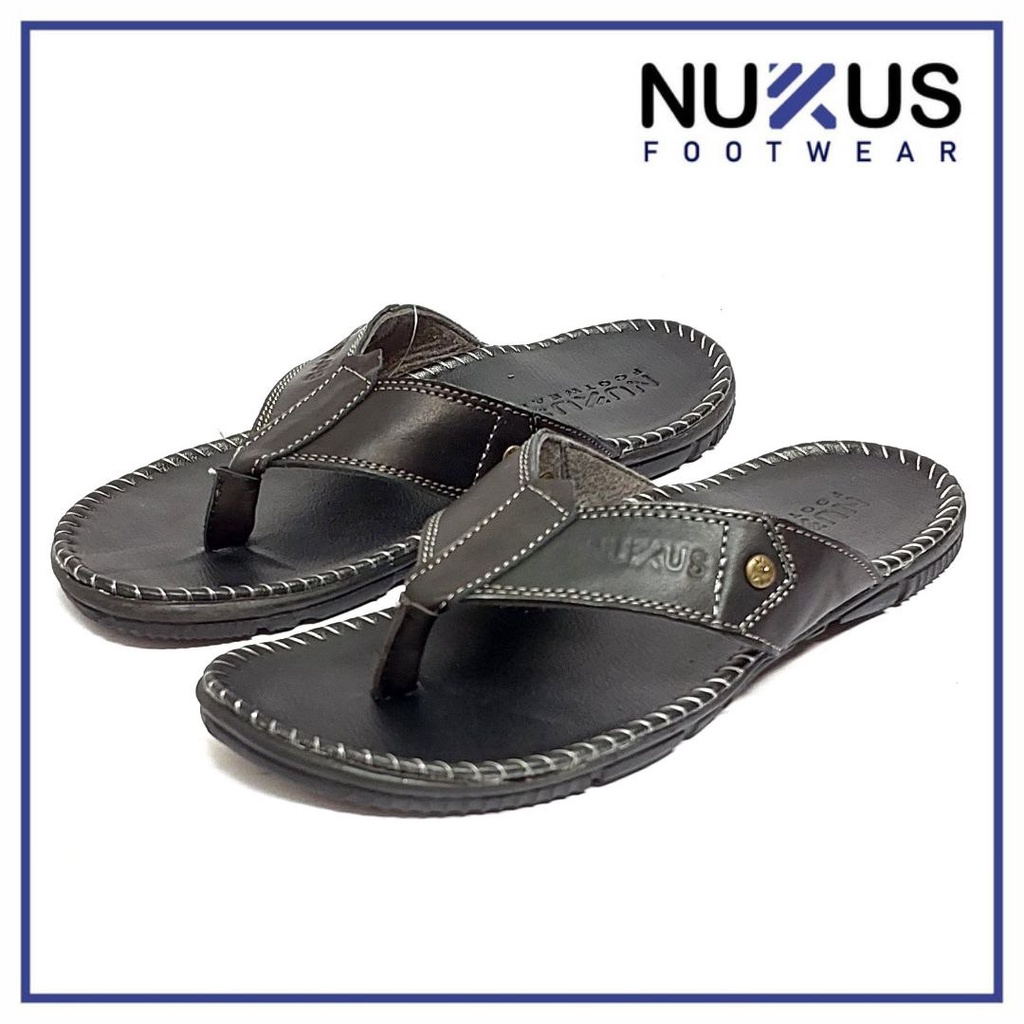 Nukus Sandal Jepit Pria Kulit Hitam - JKT