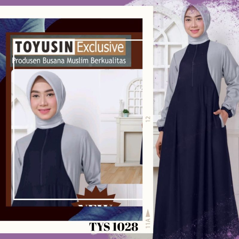 TYS 1028 Baju Gamis Wanita Muslim Muslimah Dewasa Terbaru Lebaran 2022 Bahan Toyobo Premium By TOYUS