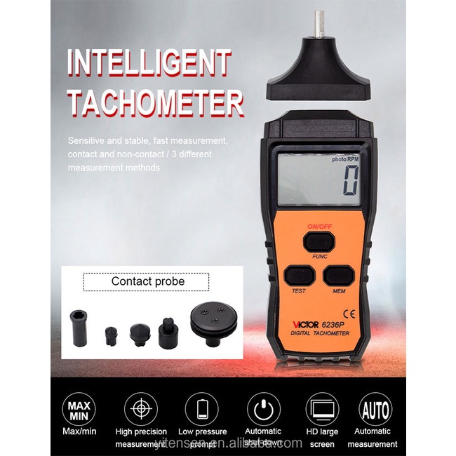 Victor Tachometer Digital Tachometer Contact Non contact 2 in 1 RPM Meter