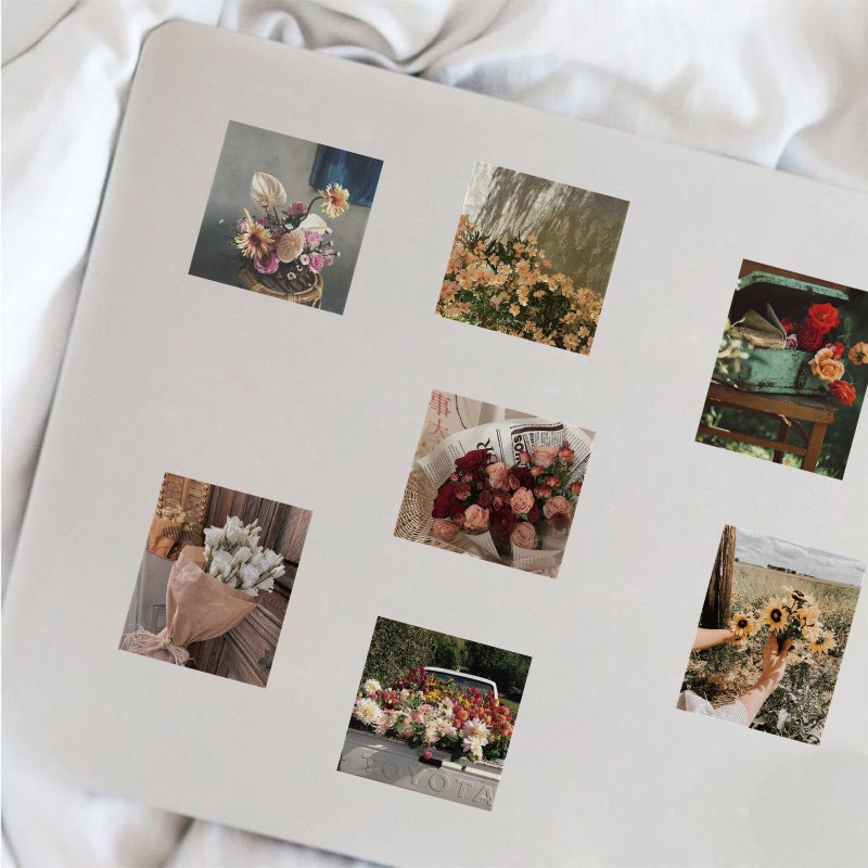 52pcs / set Stiker Motif Bunga Grafitti Gaya Retro Tahan Air Untuk Notebook Thermos Mug DIY