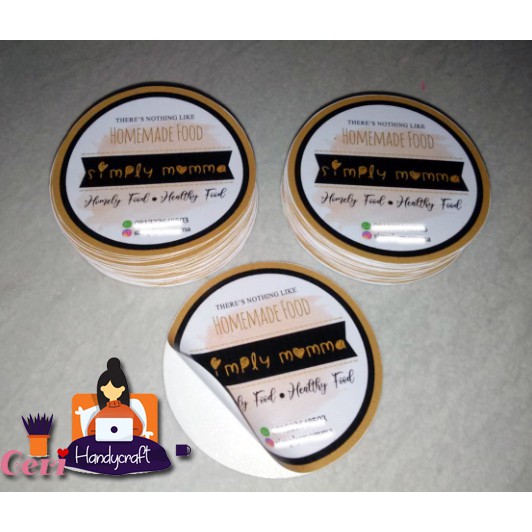 

Cetak stiker glossy uk.8cm isi 50pc free desain custom