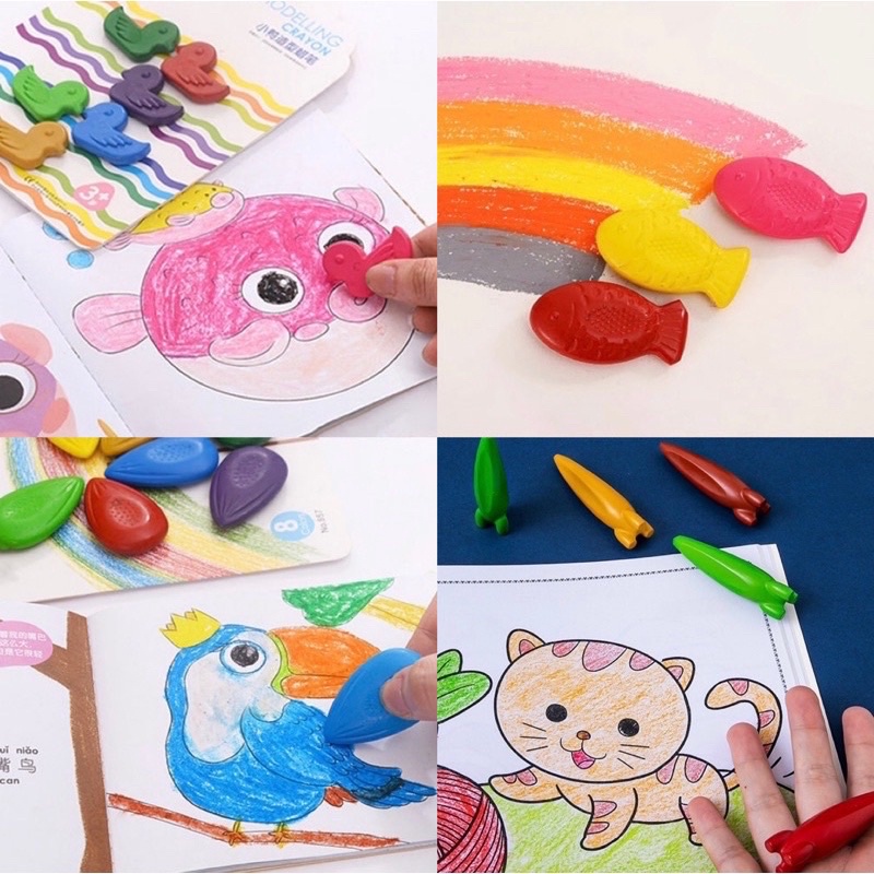 shape plastic crayon washable safety material krayon anak bentuk Lucu bisa dicuci rocket crayon