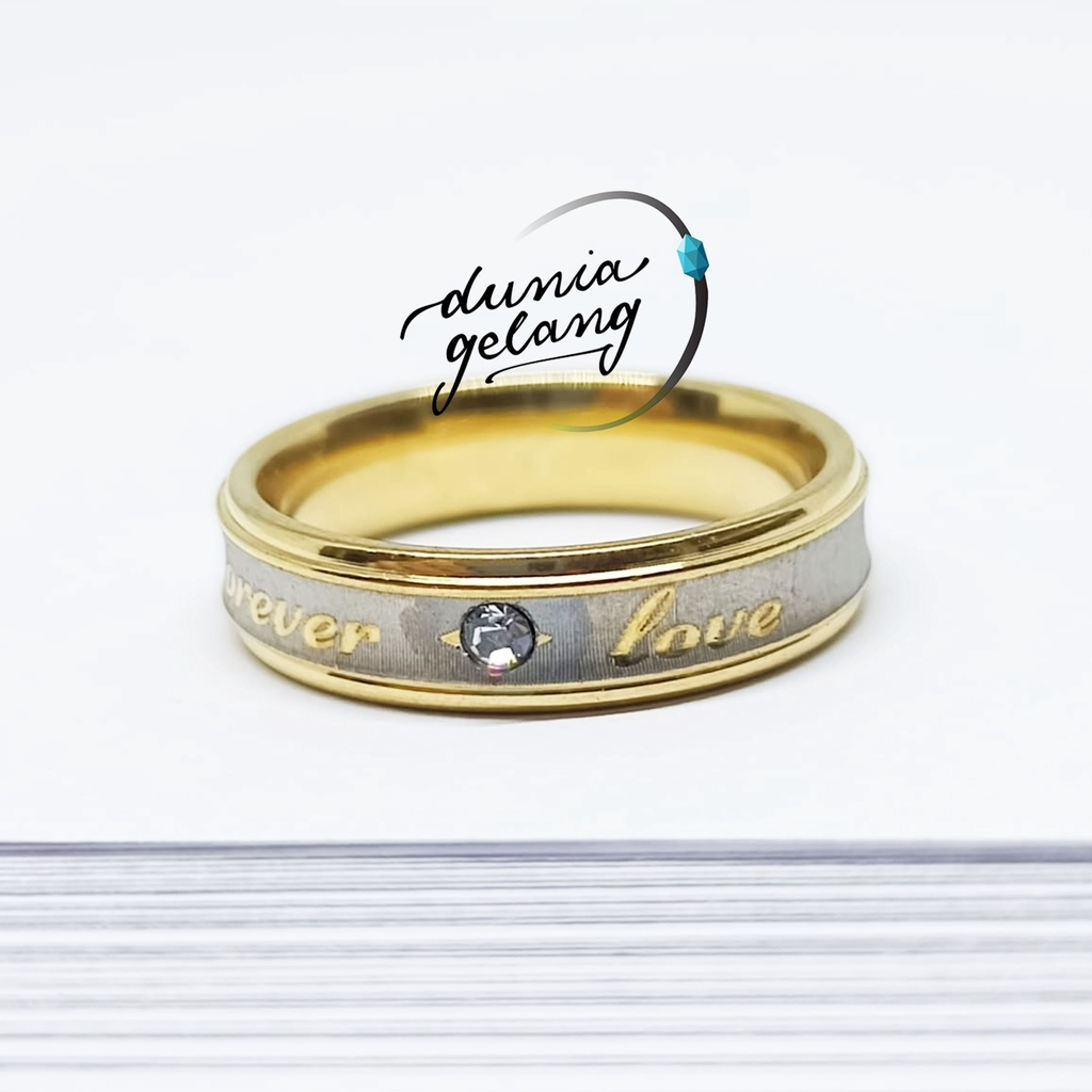 CINCIN TITANIUM FOREVER LOVE MATA SILVER GOLD / CINCIN PRIA WANITA ANAK TUNANGAN COUPLE / DUNIAGELANG.ID