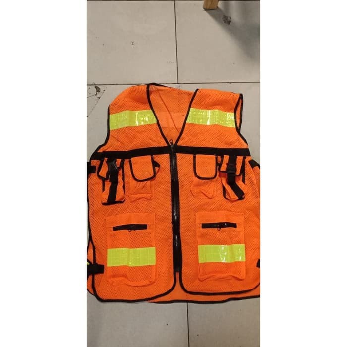 Rompi Jaring 6 Kantong Safety Vest Scotlight Scotlite Orange Stabilo / jual rompi vest scotlite oran