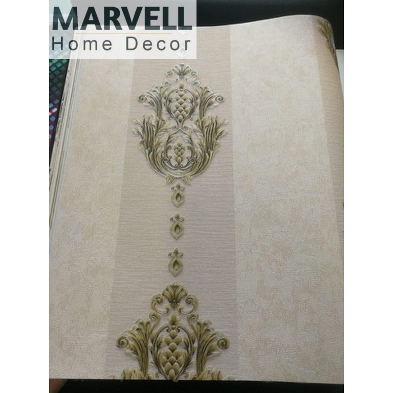 Wallpaper Dinding Vinyl GL Motif Klasik Timbul High Quality