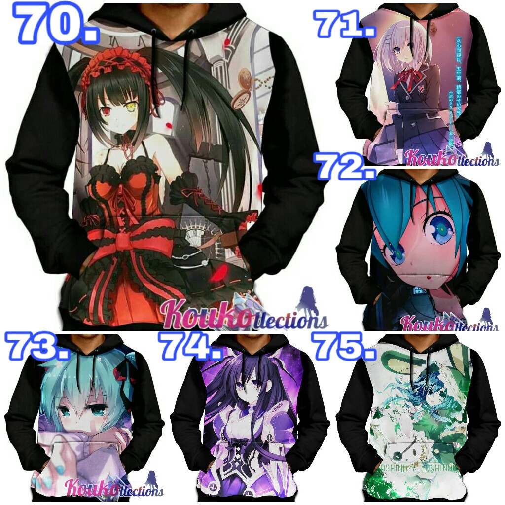 Jaket Anime 3D DATE A LIVE Fullrint Pakaian Pria Dan Wanita