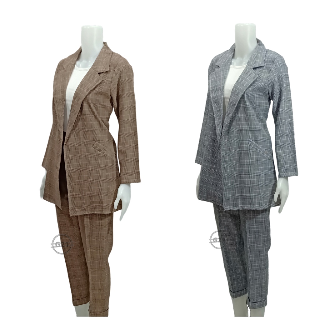Setelan Blazer Set Wanita Korea One Set Long Outer Blazer Zara Panjang Wanita Korea Setelan Blezer Set Wanita Panjang