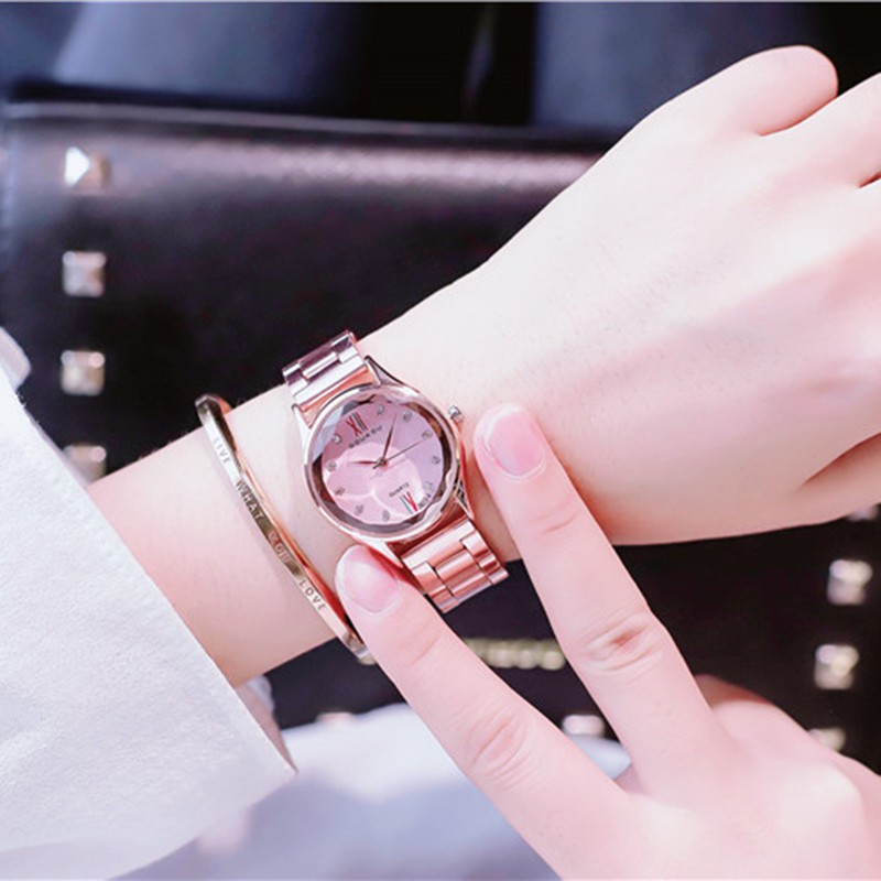 KJ Jam Tangan Pria Wanita Quartz Simple Bracelet Style Tali Steel Fashion Exquisite Watch K25