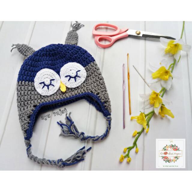 (real pict) sleepy owl earflap hat