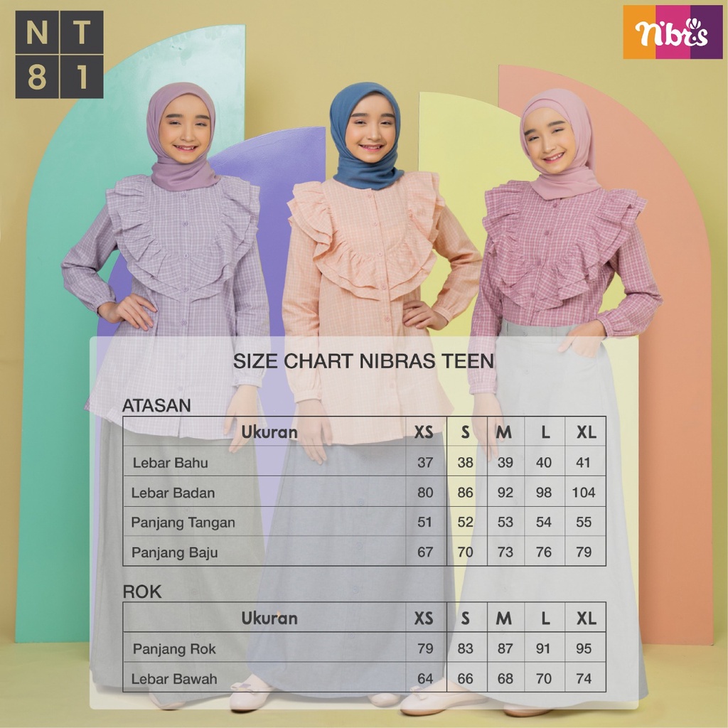 NIBRAS TEEN NT 81 Bahan Rayon Piecesdyed Setelan Remaja Modern Kekinian by Nibras bisa COD