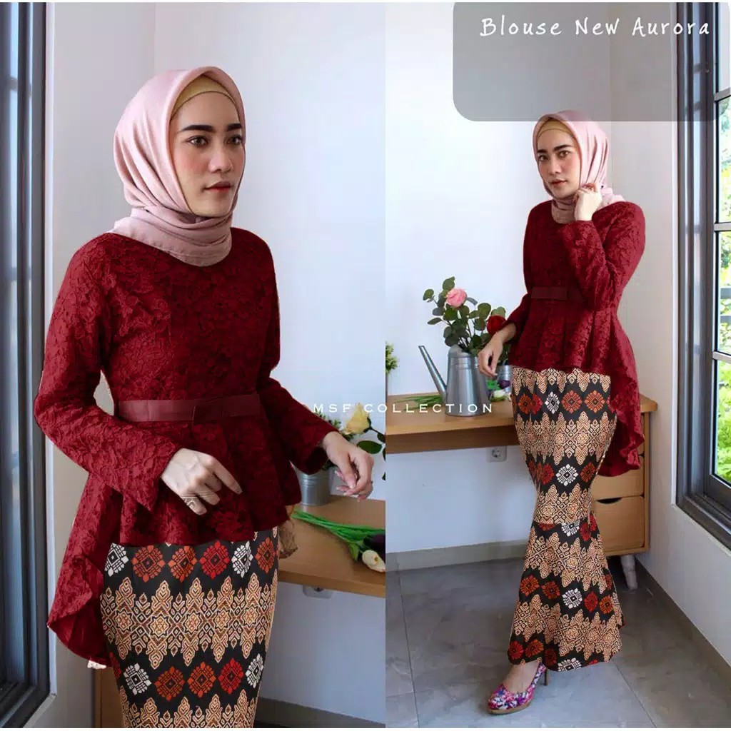 SB Collection Stelan Kebaya Zuia Blouse Brukat Pita Dan Rok Duyung Maxi Jumbo Batik Wanita