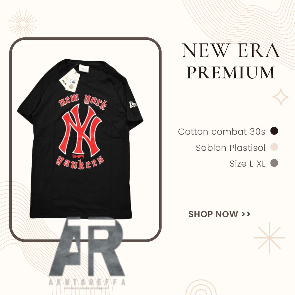 BAJU KAOS PRIA NEW ERA MLB MOTIF SABLON MODEL LONGGAR KEREN INDONESIA BASEBALL KERAH BULAT MUSIM SEM