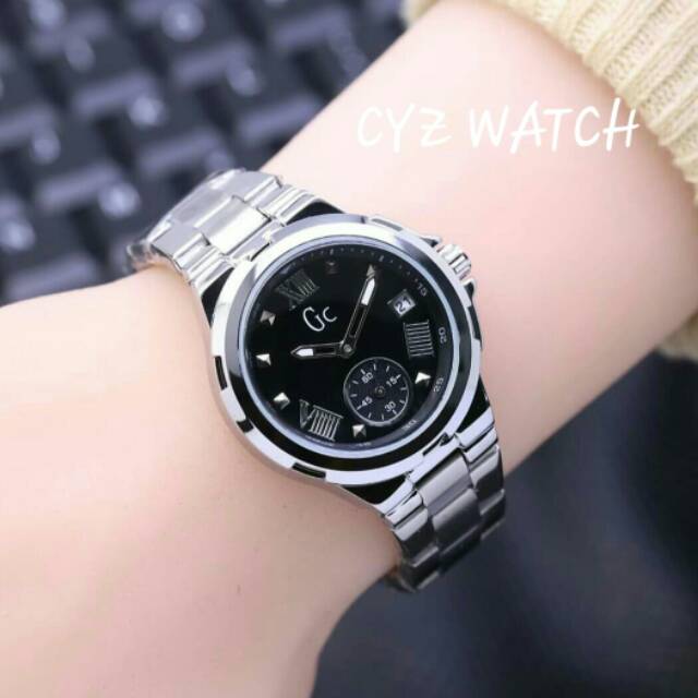 Jam Tangan Wanita Elegan Exclusive GC GUESS COLECTION ITALY Premium Cyz Watch Silver Black