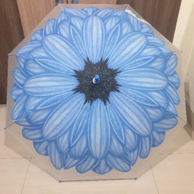 Payung Transparan Tongkat PVC Motif Sunflower