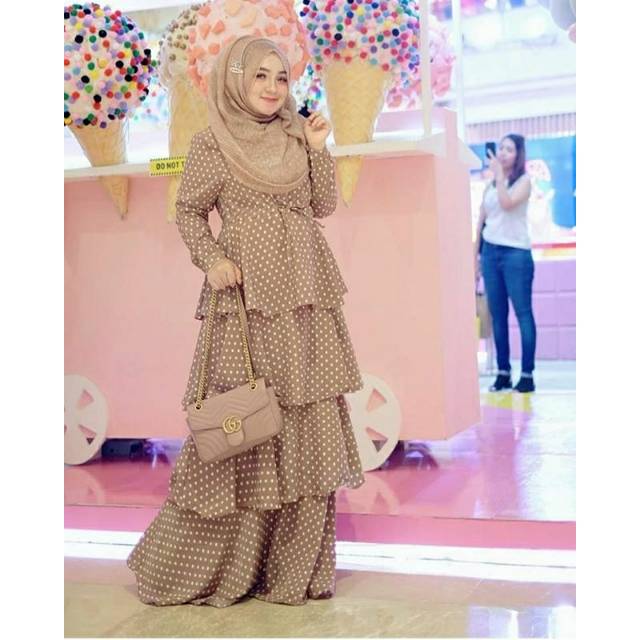 GAMIS POLKADOT SHELLASAUKIA SUSUN ORI BRAND SHELLASAUKIA