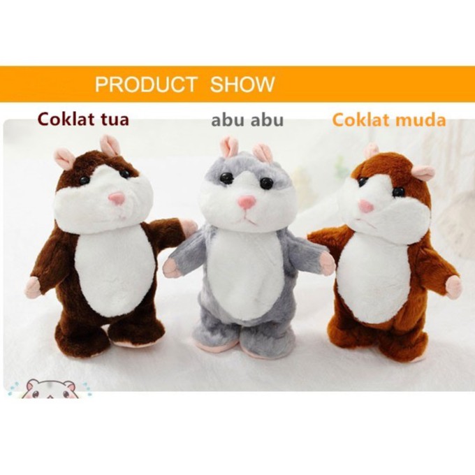 [TULALA SHOP]Boneka Hamster Perekam Suara bicara Hamster/mainan anak hamster / talking hamster/bisa berjalan