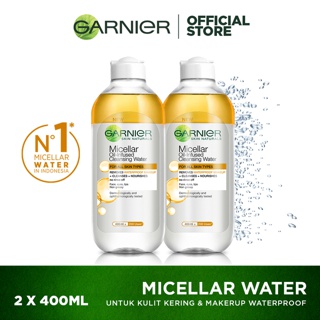 Image of Garnier Micellar Water Oil Infused 400 ml x 2pcs - Skincare Pembersih Wajah Dan Makeup Waterproof