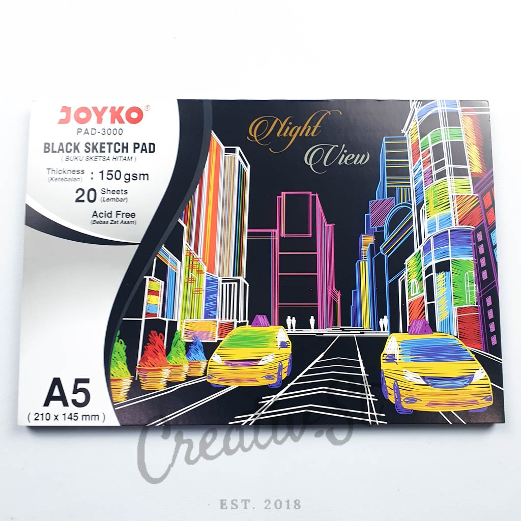 

JOYKO Sketch Book Black Sketch Pad-3000 A5 150 Gsm 20 Sheets Kertas Hitam 15 Cm X 21 Cm